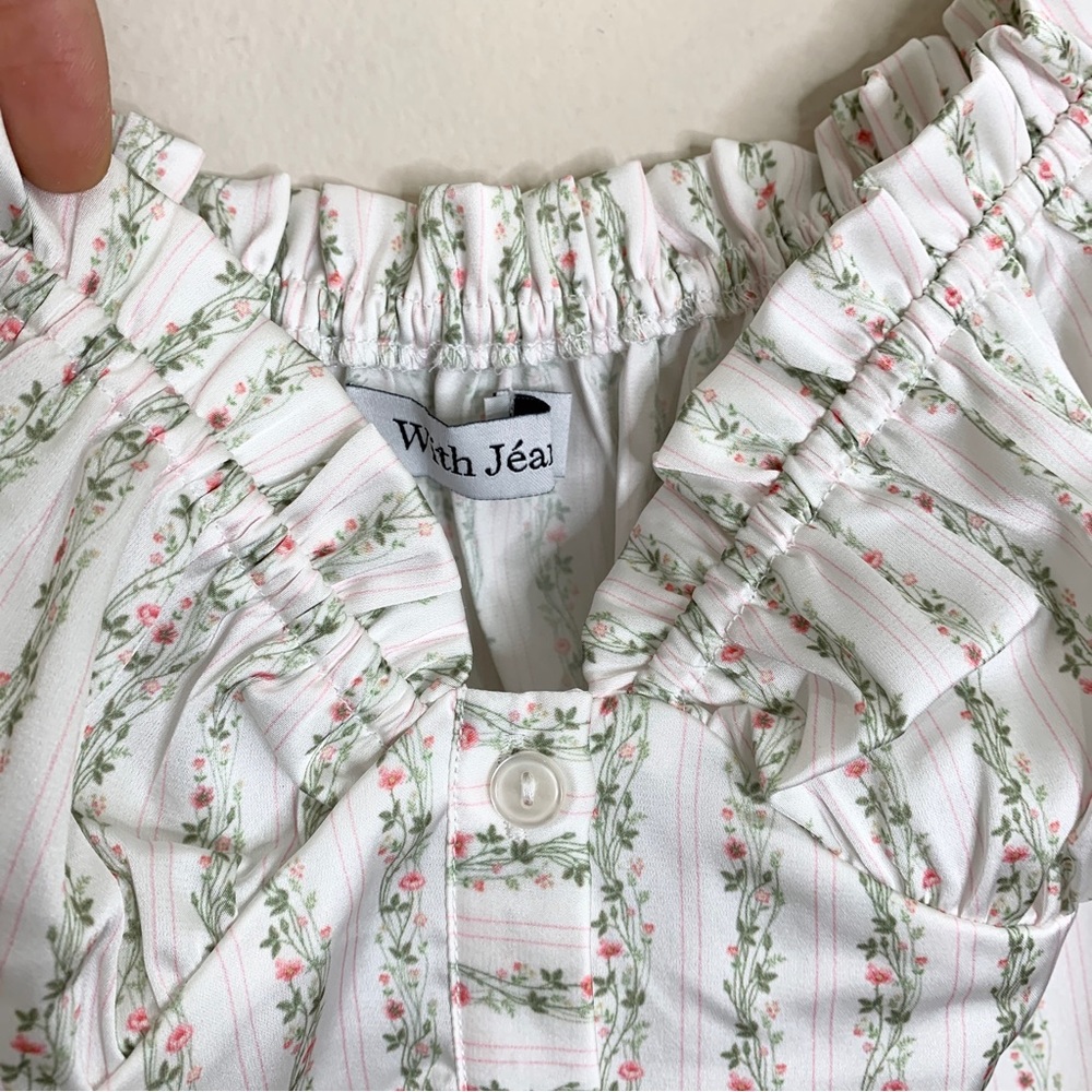NEW With Jean Isabelle Floral Mini Dress (Sz L / US 8) Paper Daisy Satin - Picture 7 of 14